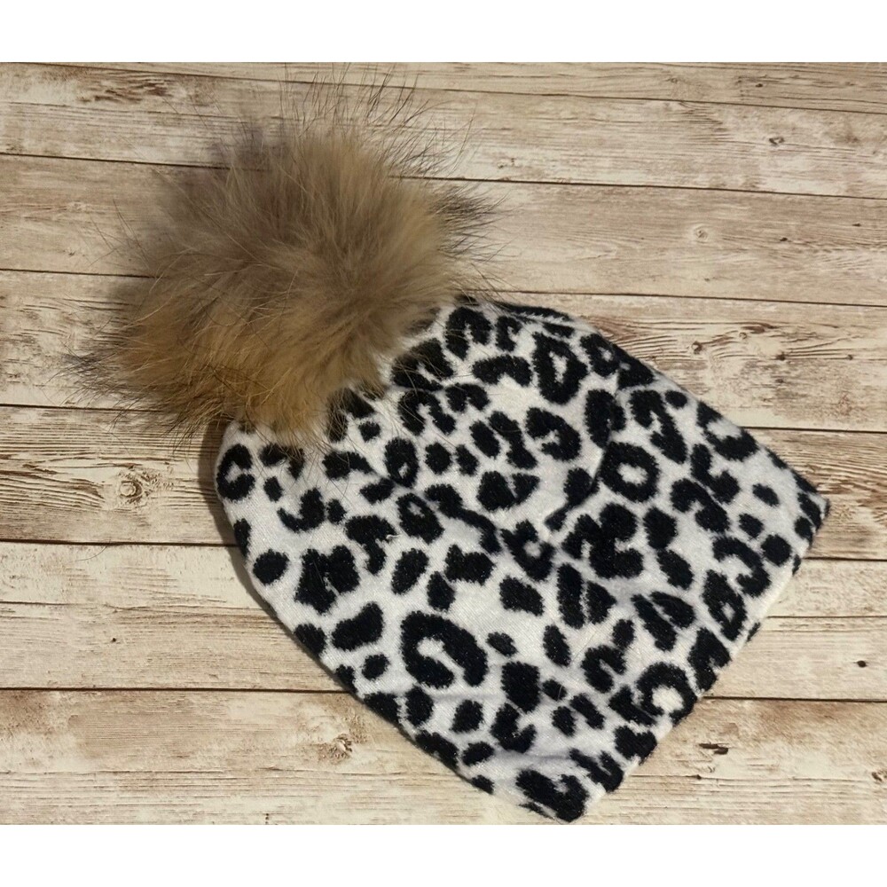 The Leopard Fur Pom Beanie with Removable Pom Brand NEW Beanie Hat!!  SOFT!!!!